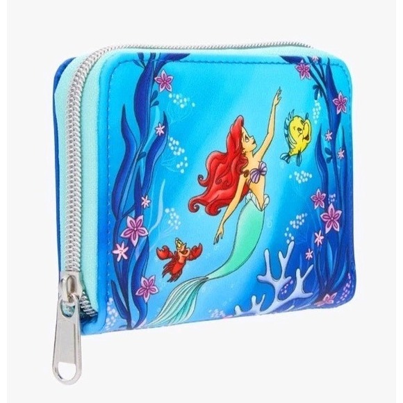 NEW Loungefly Disney The Little Mermaid Ariel And Flounder‎ Sealife Zip Wallet! - Picture 3 of 4